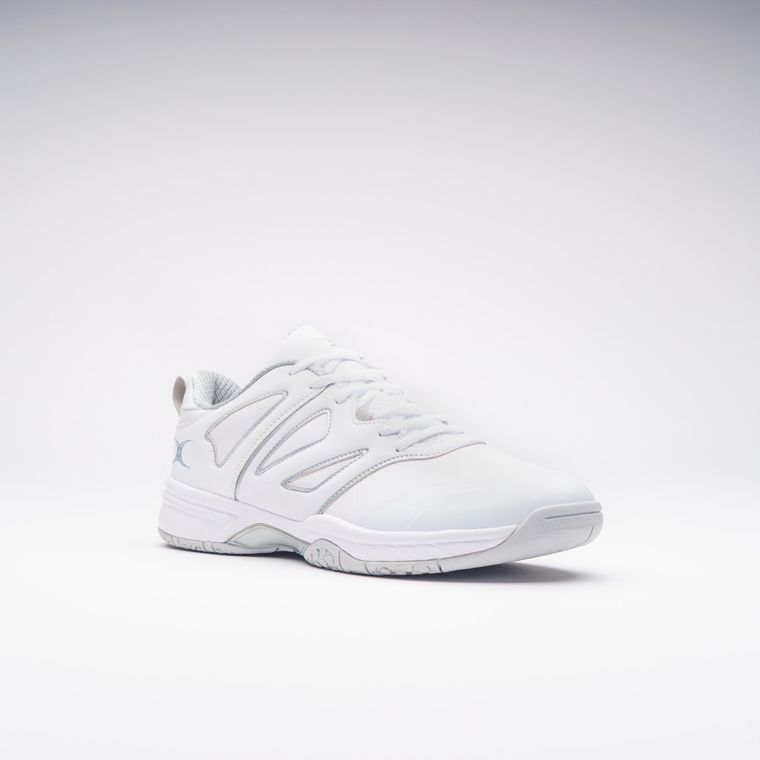 NSCC24Shoes Gilbert Netball Volt Shoe White Silver, Outstep Toe